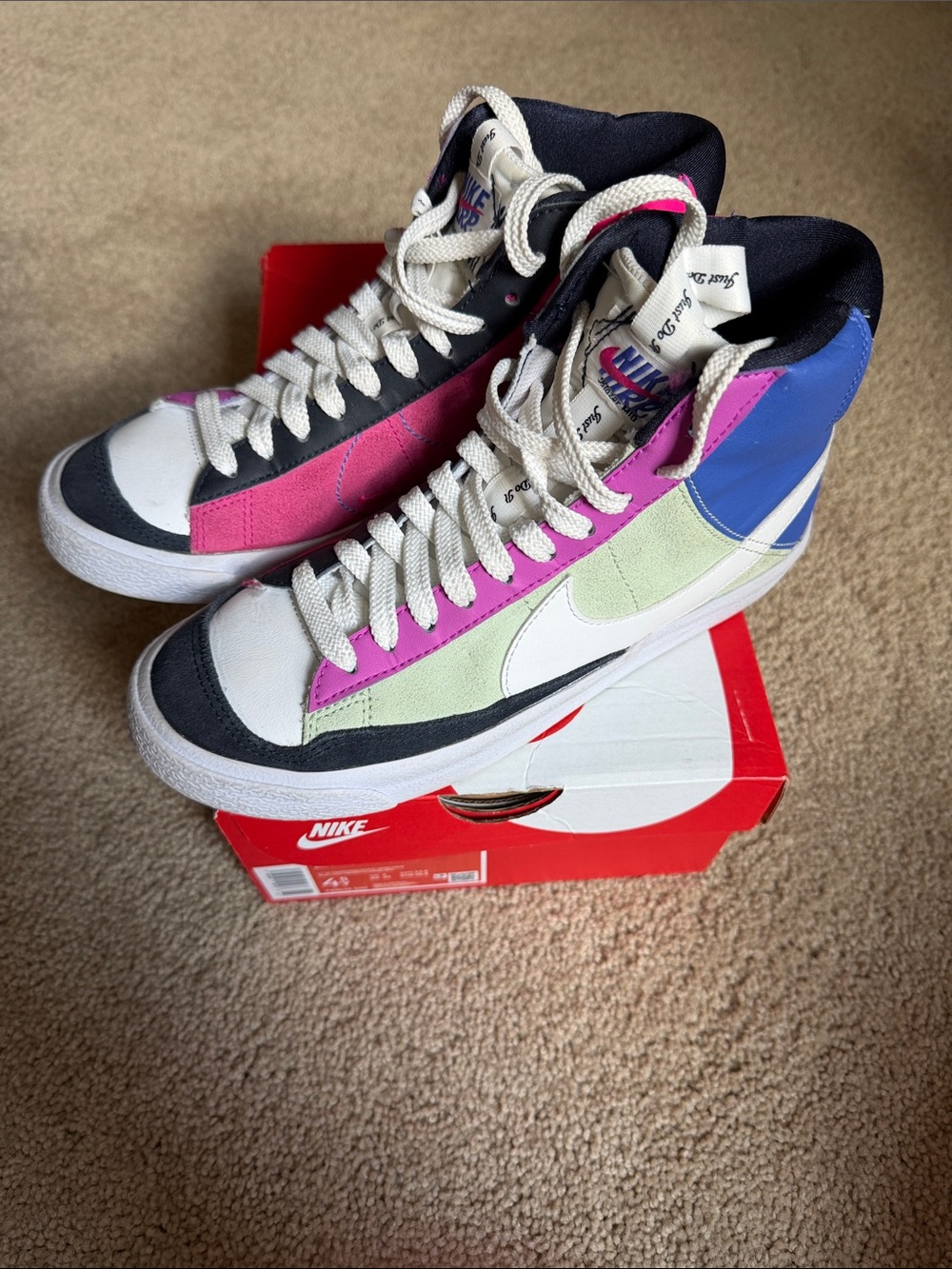 Nike Blazer Mid '77 SE in White, Pink, Blue, Mint and Black